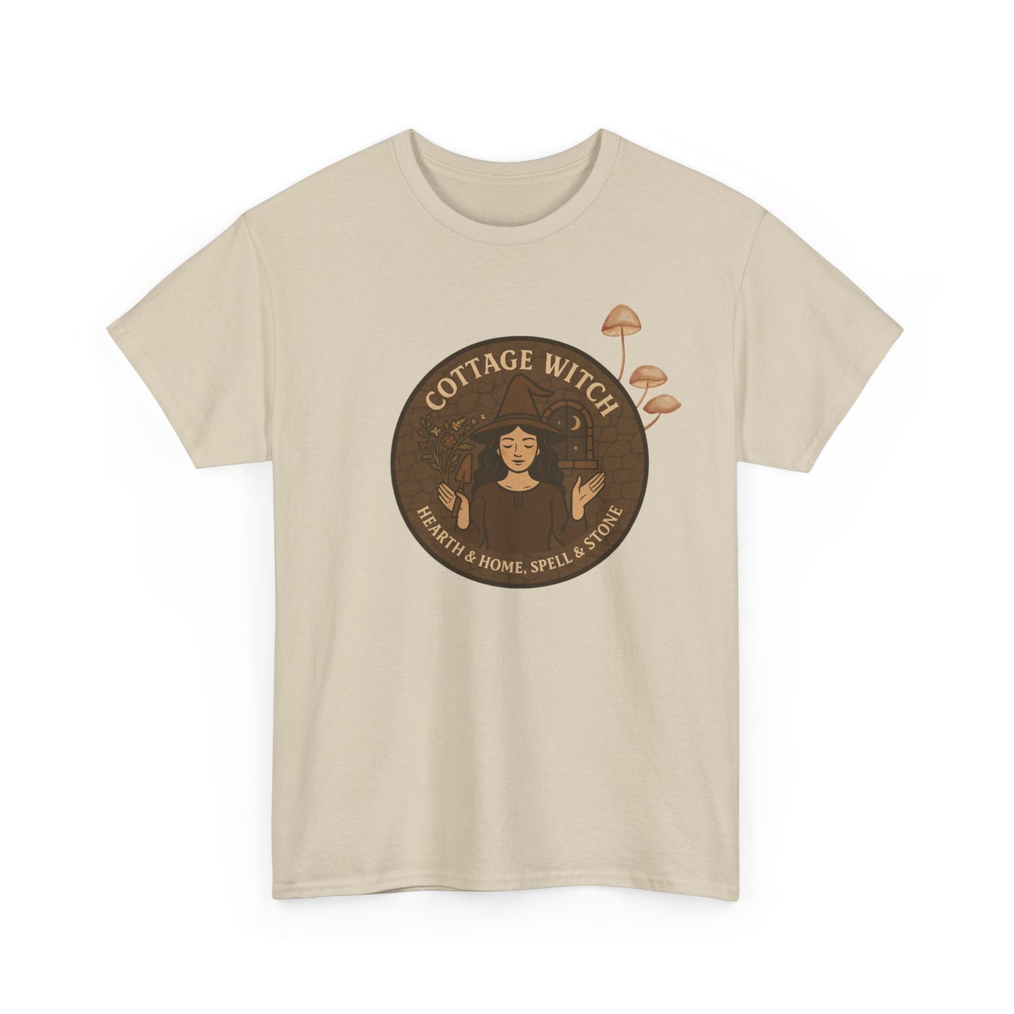 Cottage Witch T-Shirt, Unisex Heavy Cotton Tee, Boho Style Tee, Witchy Apparel, Halloween Costume, Gift for Witches