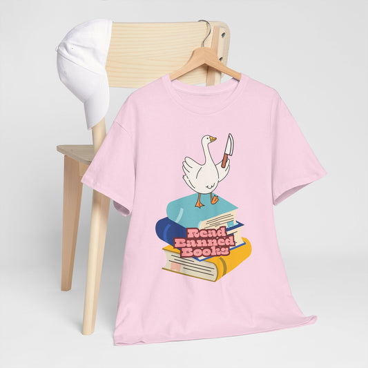 Read Banned Books, goosey with knife tee