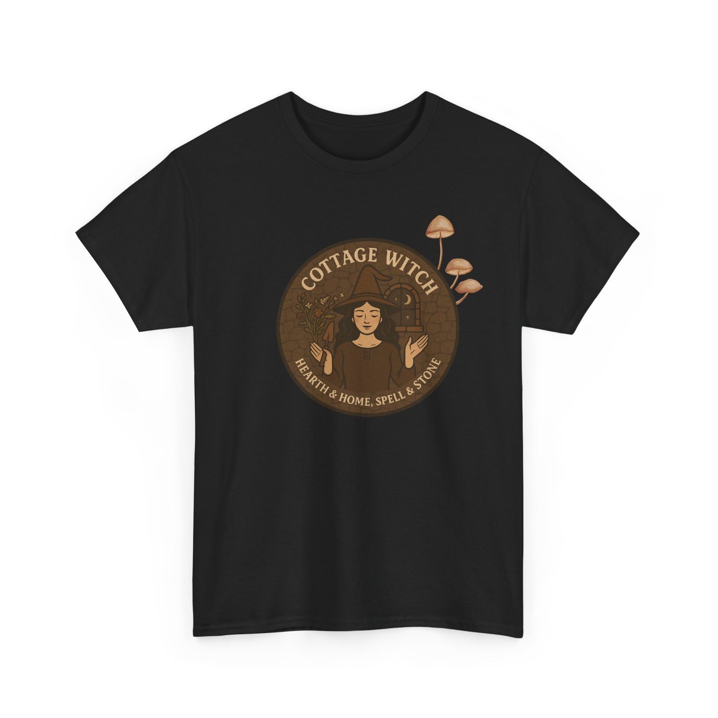 Cottage Witch T-Shirt, Unisex Heavy Cotton Tee, Boho Style Tee, Witchy Apparel, Halloween Costume, Gift for Witches