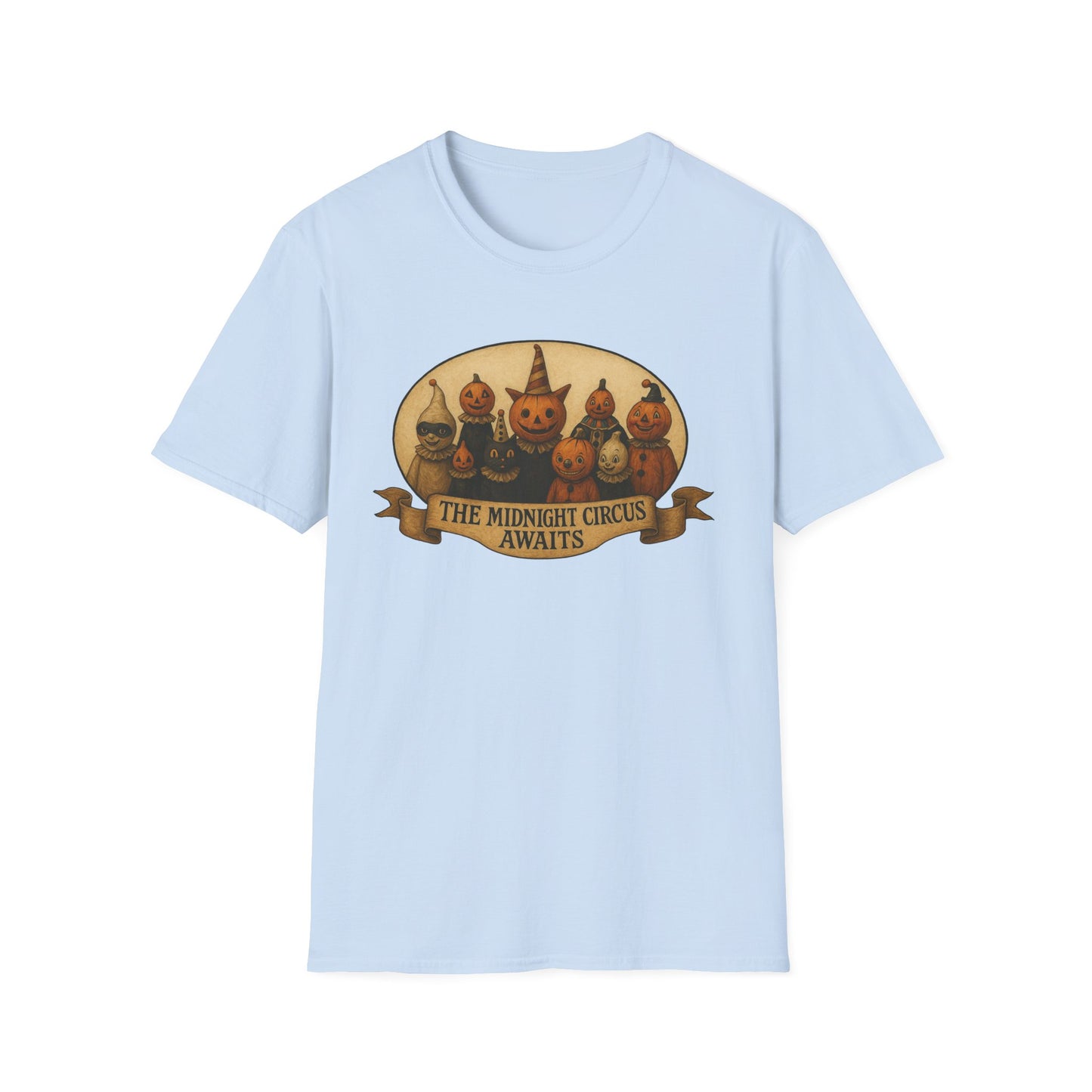The Midnight Circus Awaits , Unisex T-Shirt, Moonwoven Luna Tee, Softstyle Graphic Shirt, Dark Circus Clothing, Mystical Festival Top