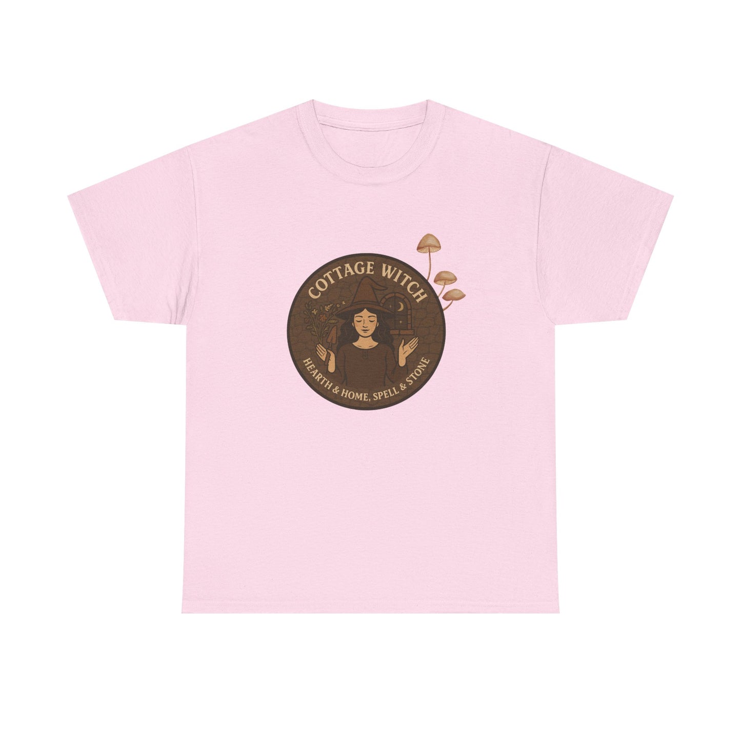 Cottage Witch T-Shirt, Unisex Heavy Cotton Tee, Boho Style Tee, Witchy Apparel, Halloween Costume, Gift for Witches