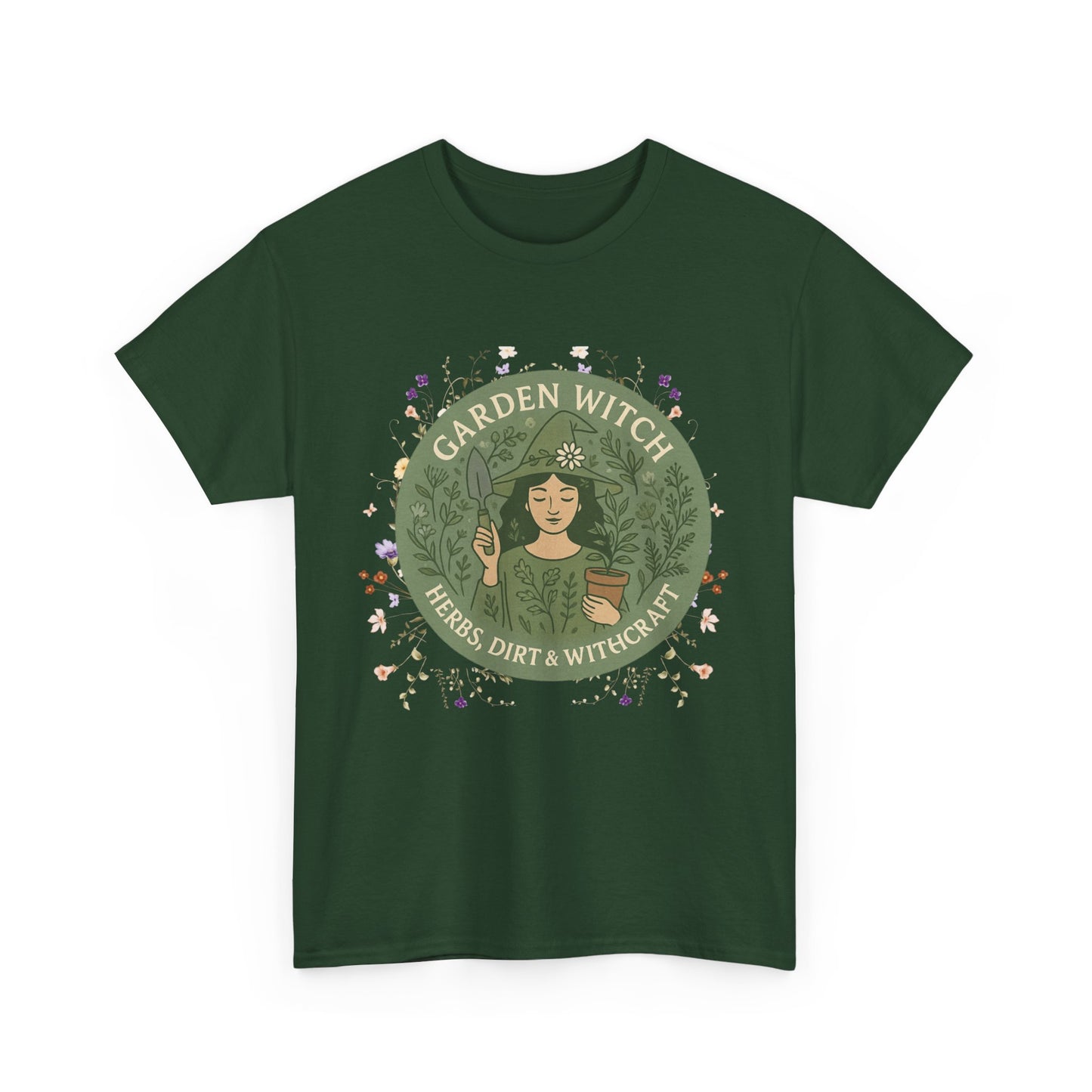 Garden Witch Unisex Heavy Cotton Tee | Perfect for Eco-Lovers, Magical Occasions, Gardening Enthusiasts, Gift for Witches, Cozy Wear