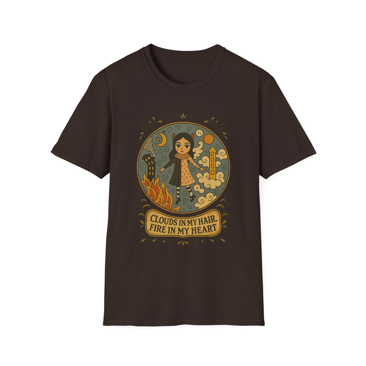 Clouds in hair, Fire in my Heart !Whimsical Graphic T-Shirt, Vintage Style Tee, Unisex Casual Wear, Perfect Gift [...]