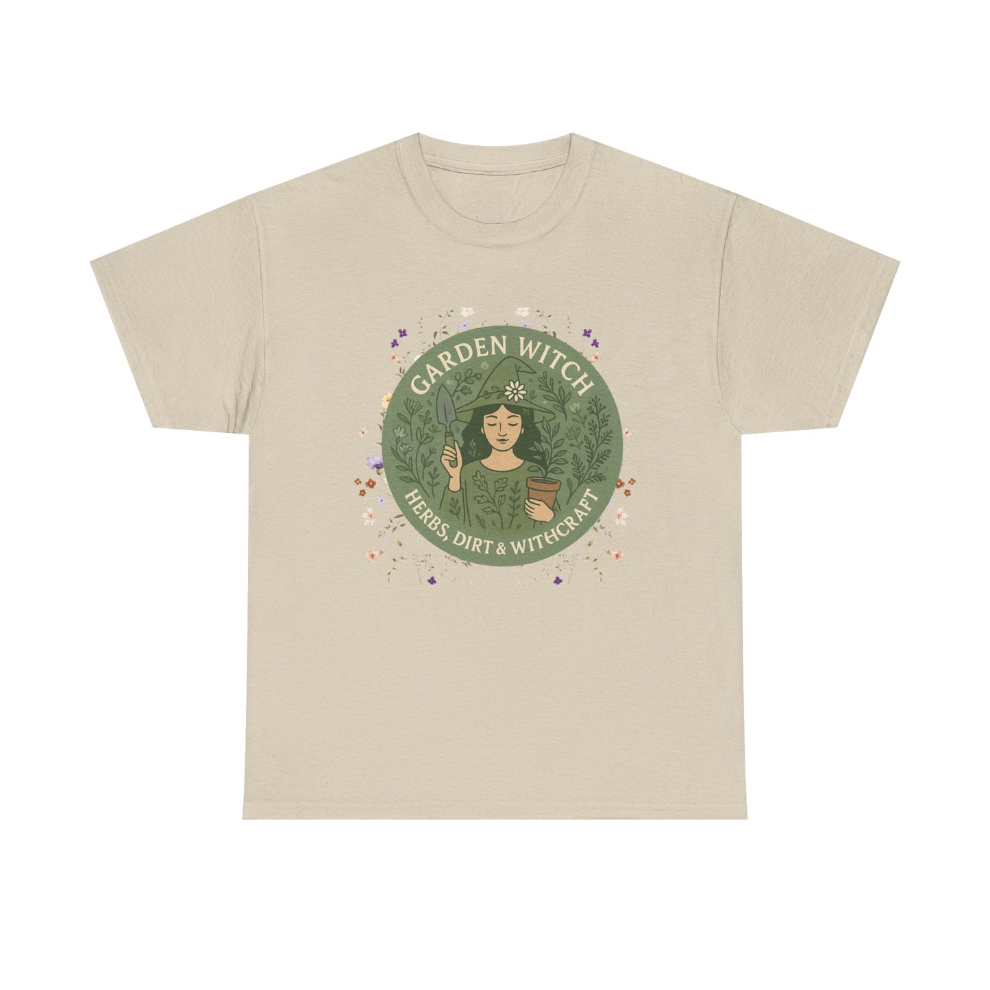 Garden Witch Unisex Heavy Cotton Tee | Perfect for Eco-Lovers, Magical Occasions, Gardening Enthusiasts, Gift for Witches, Cozy Wear