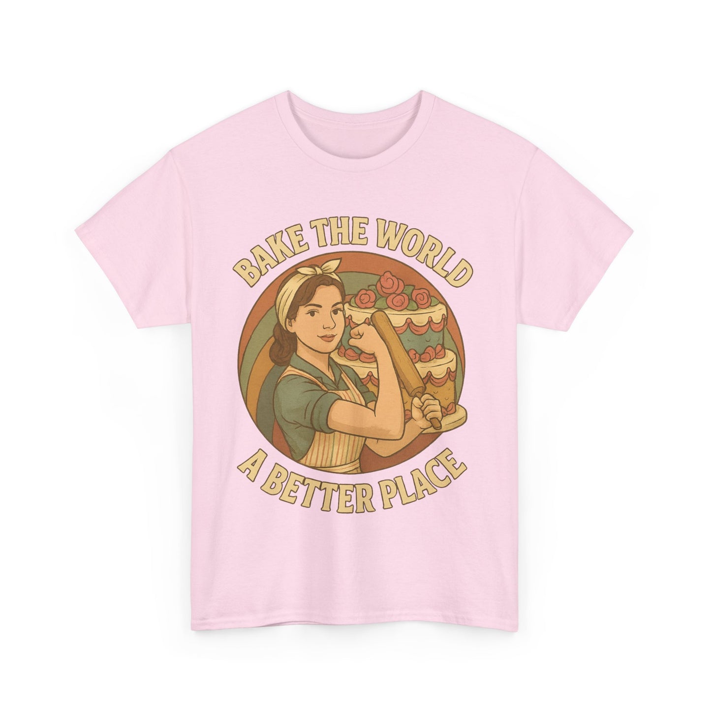 Bake the World a Better Place Tee, Unisex Cotton T-Shirt, Baking Gift, Vintage Style Tee, Eco-Friendly Apparel