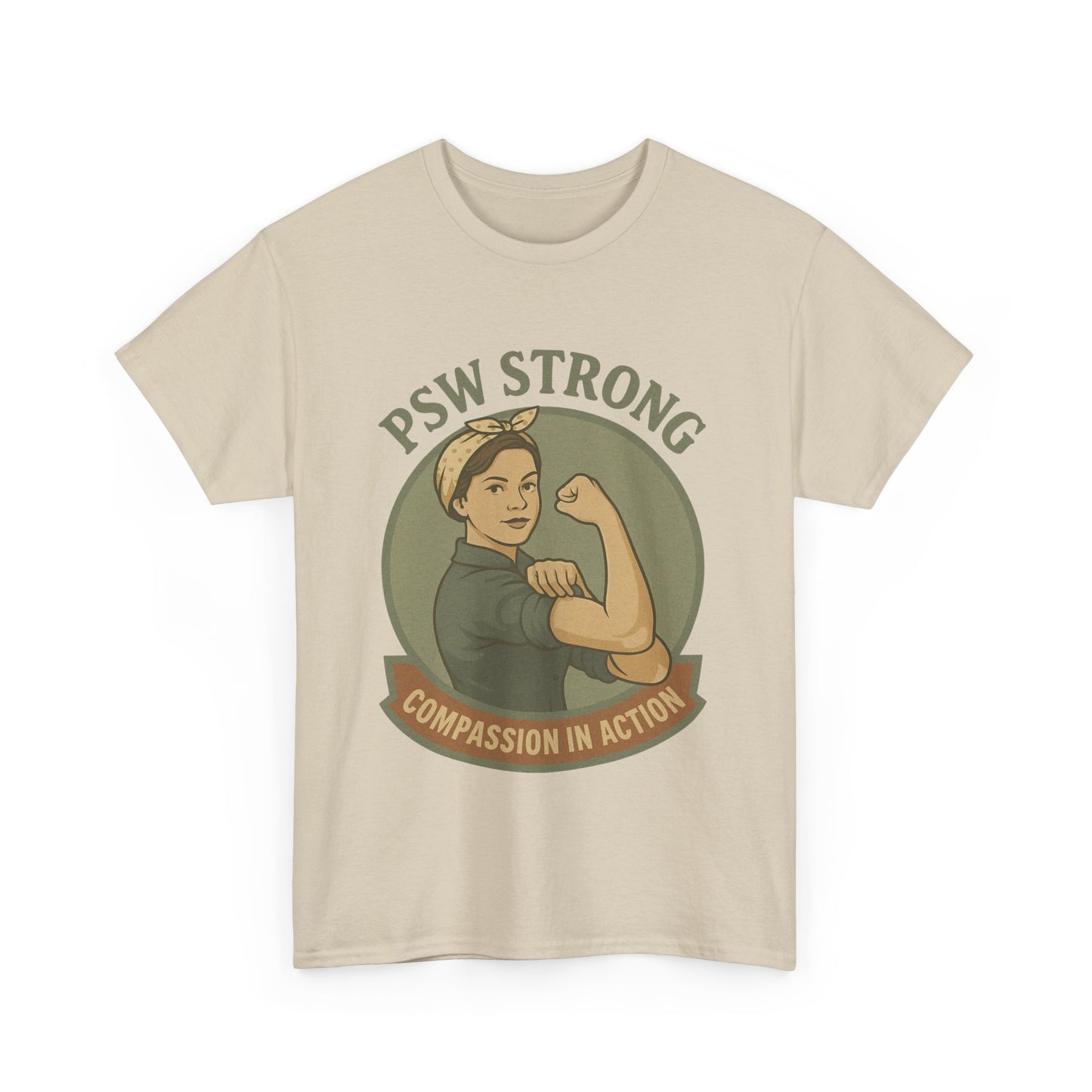 PSW Strong Unisex Heavy Cotton Tee | Compassion in Action T-Shirt, Motivational Tee, Gift for Caregivers, Healthcare Apparel, [...]
