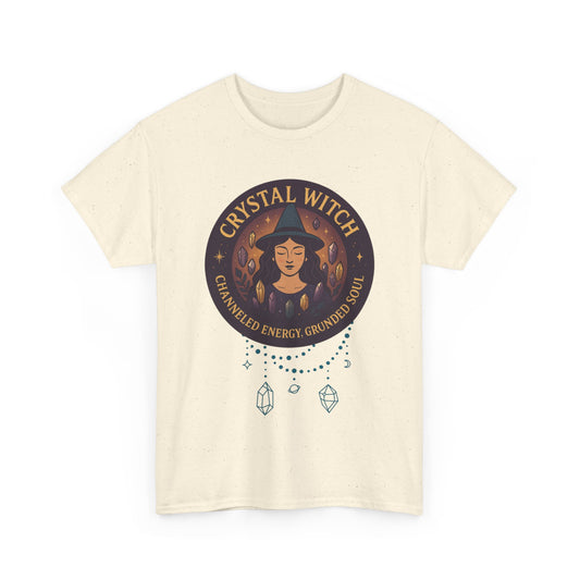 Crystal Witch Heavy Cotton Tee for Spiritual Souls, Unisex T-Shirt, Witchy Apparel, Energy Grounding Gift, Magic Lover's Fashion