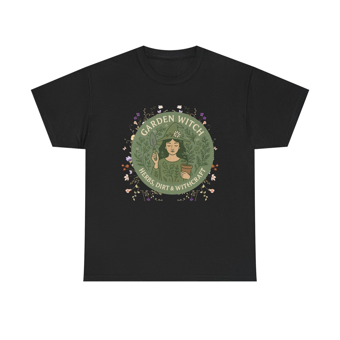 Garden Witch Unisex Heavy Cotton Tee | Perfect for Eco-Lovers, Magical Occasions, Gardening Enthusiasts, Gift for Witches, Cozy Wear