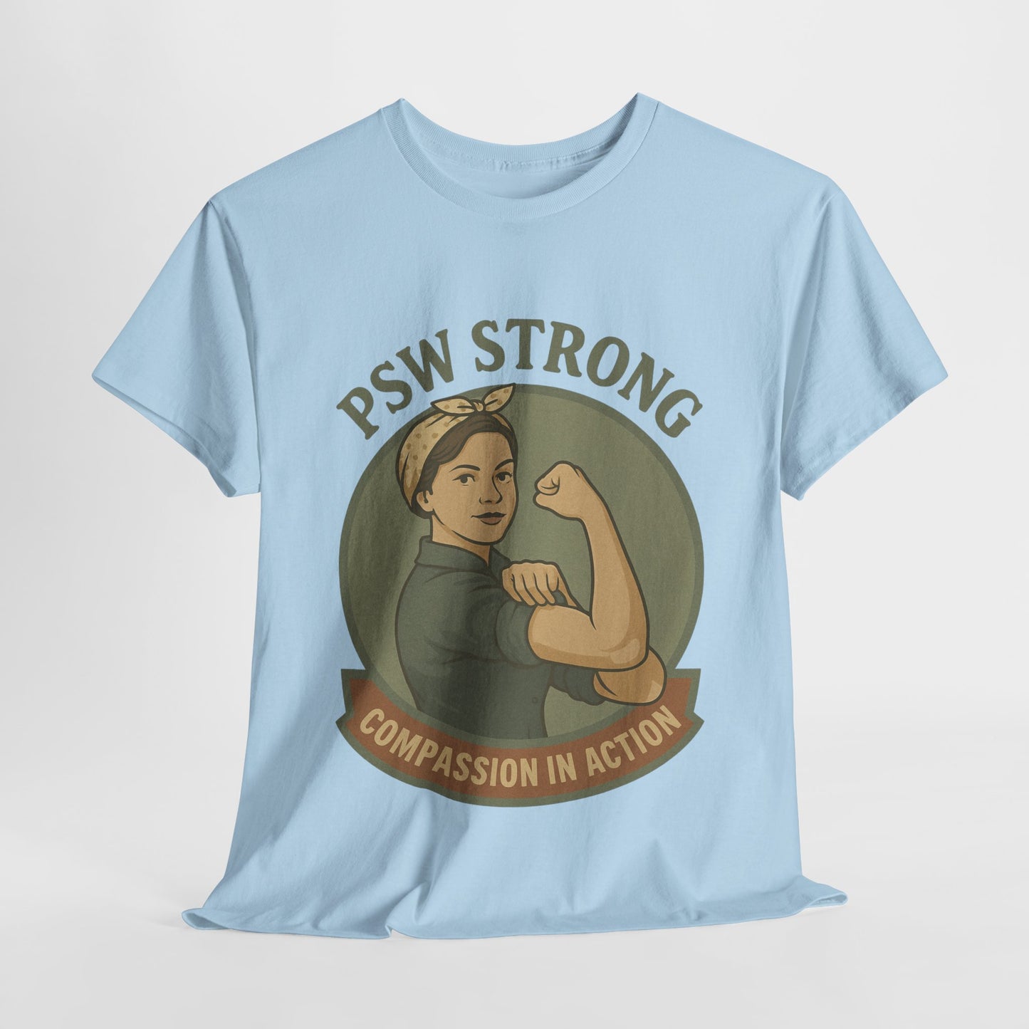 PSW Strong Unisex Heavy Cotton Tee | Compassion in Action T-Shirt, Motivational Tee, Gift for Caregivers, Healthcare Apparel, [...]