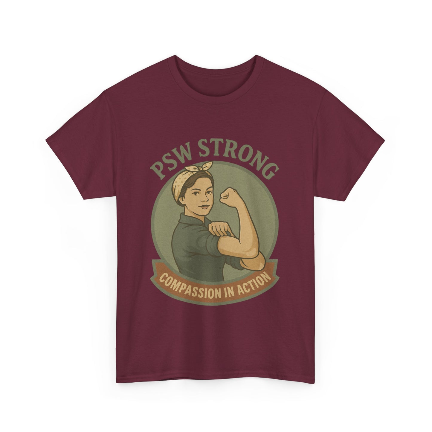 PSW Strong Unisex Heavy Cotton Tee | Compassion in Action T-Shirt, Motivational Tee, Gift for Caregivers, Healthcare Apparel, [...]