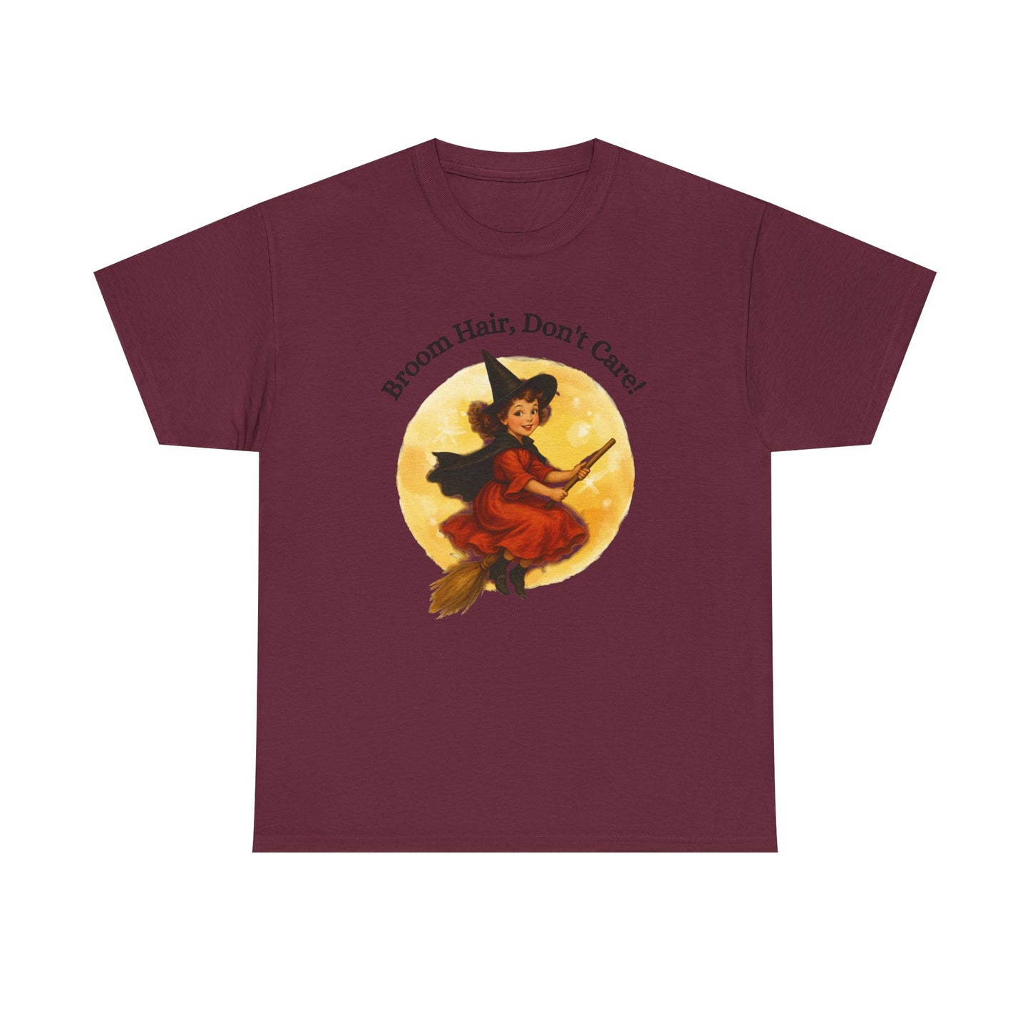 Vintage Cute Witch T-Shirt ,Retro Halloween Broomstick Tee