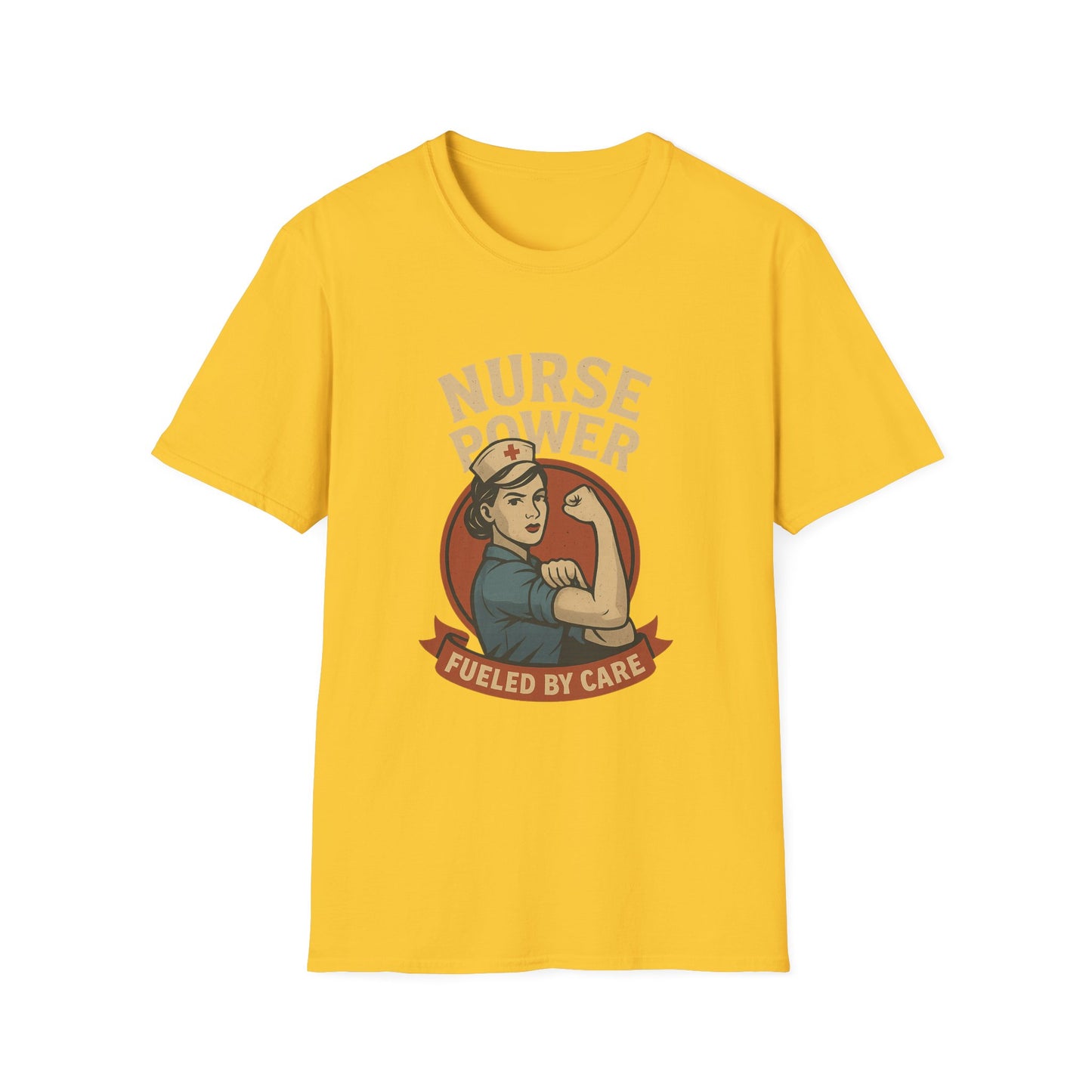 Nurse Power , Fueled by Care ,Retro Rosie the Riveter Style Nurse Shirt