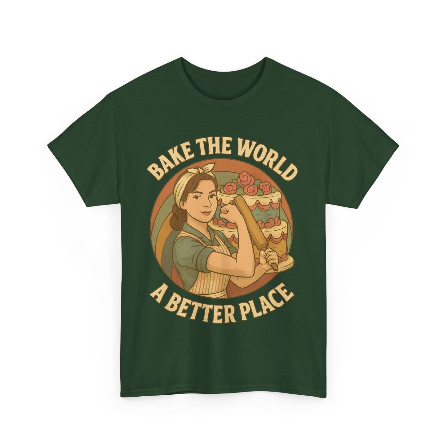 Bake the World a Better Place Tee, Unisex Cotton T-Shirt, Baking Gift, Vintage Style Tee, Eco-Friendly Apparel