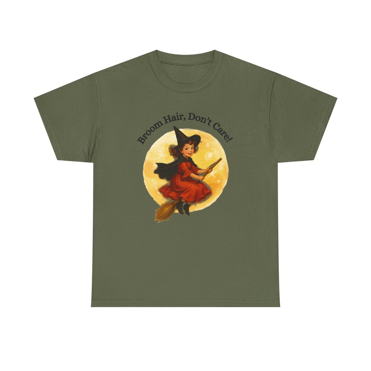 Vintage Cute Witch T-Shirt ,Retro Halloween Broomstick Tee