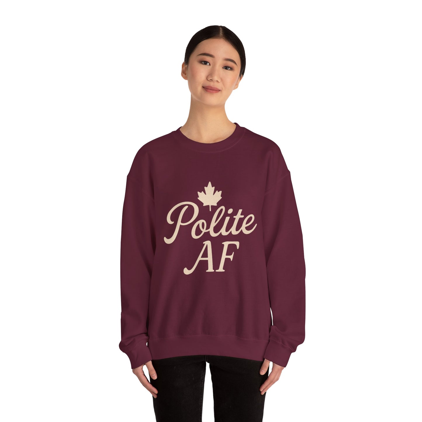 Canadian Polite AF Crewneck Sweatshirt, Chill Winter Jumper, Canada Sweater, Funny Cozy Pullover, Gift for Canadians, Chill Vibes Sweatshirt