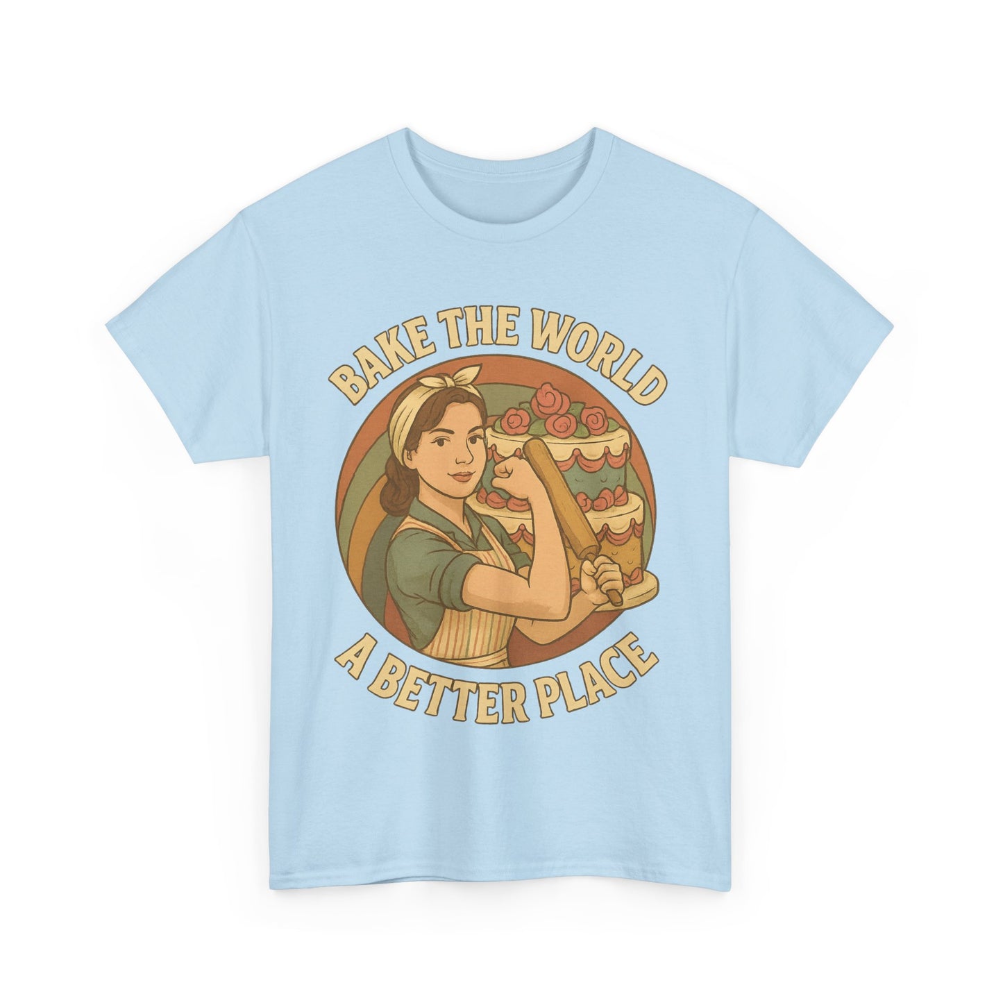 Bake the World a Better Place Tee, Unisex Cotton T-Shirt, Baking Gift, Vintage Style Tee, Eco-Friendly Apparel
