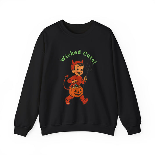 Wicked Cute Devil Sweatshirt, Halloween Vintage Crewneck Jumper, Unisex Cozy Pullover, Retro Style Sweater, Fall Fashion Top