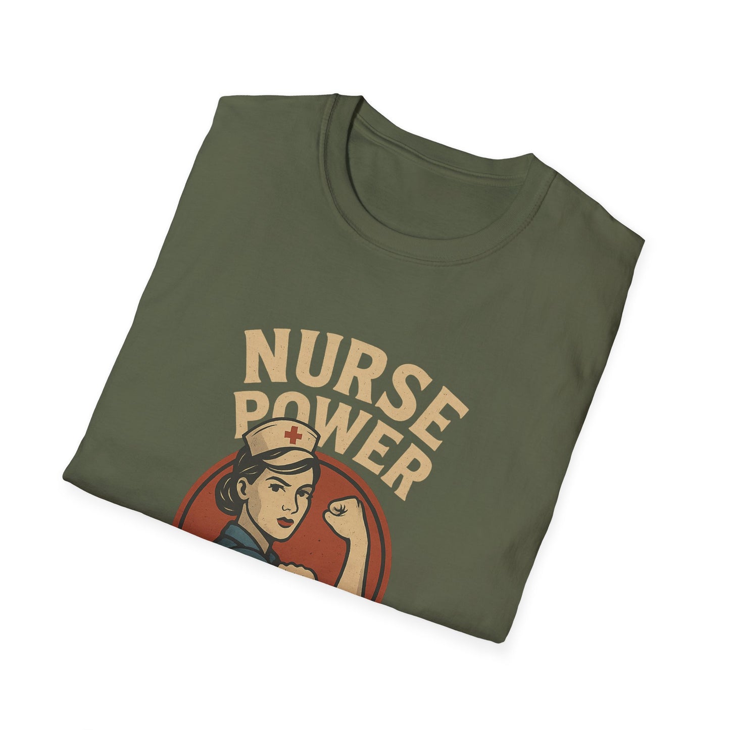 Nurse Power , Fueled by Care ,Retro Rosie the Riveter Style Nurse Shirt