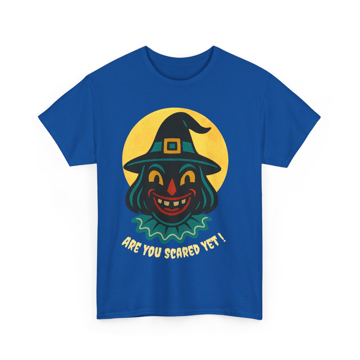 Are You Scared Yet? Whimsical Halloween Tee, Unisex Heavy Cotton T-Shirt, Scary Clown Design, Fun Halloween Apparel, Spooky Gift for Friends