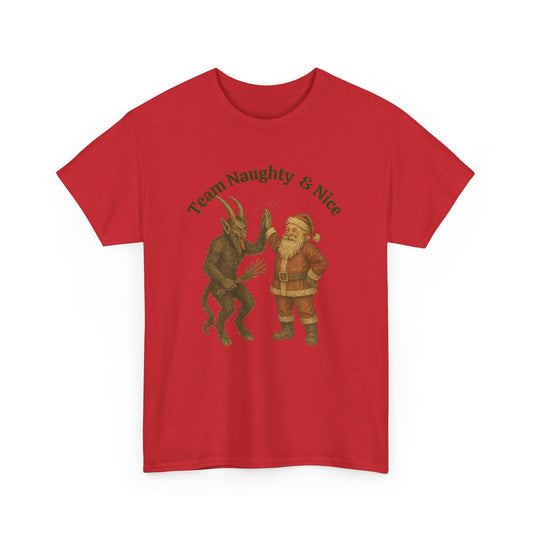 Naughty or Nice, Santa & Krampus High Five Holiday t-shirt!