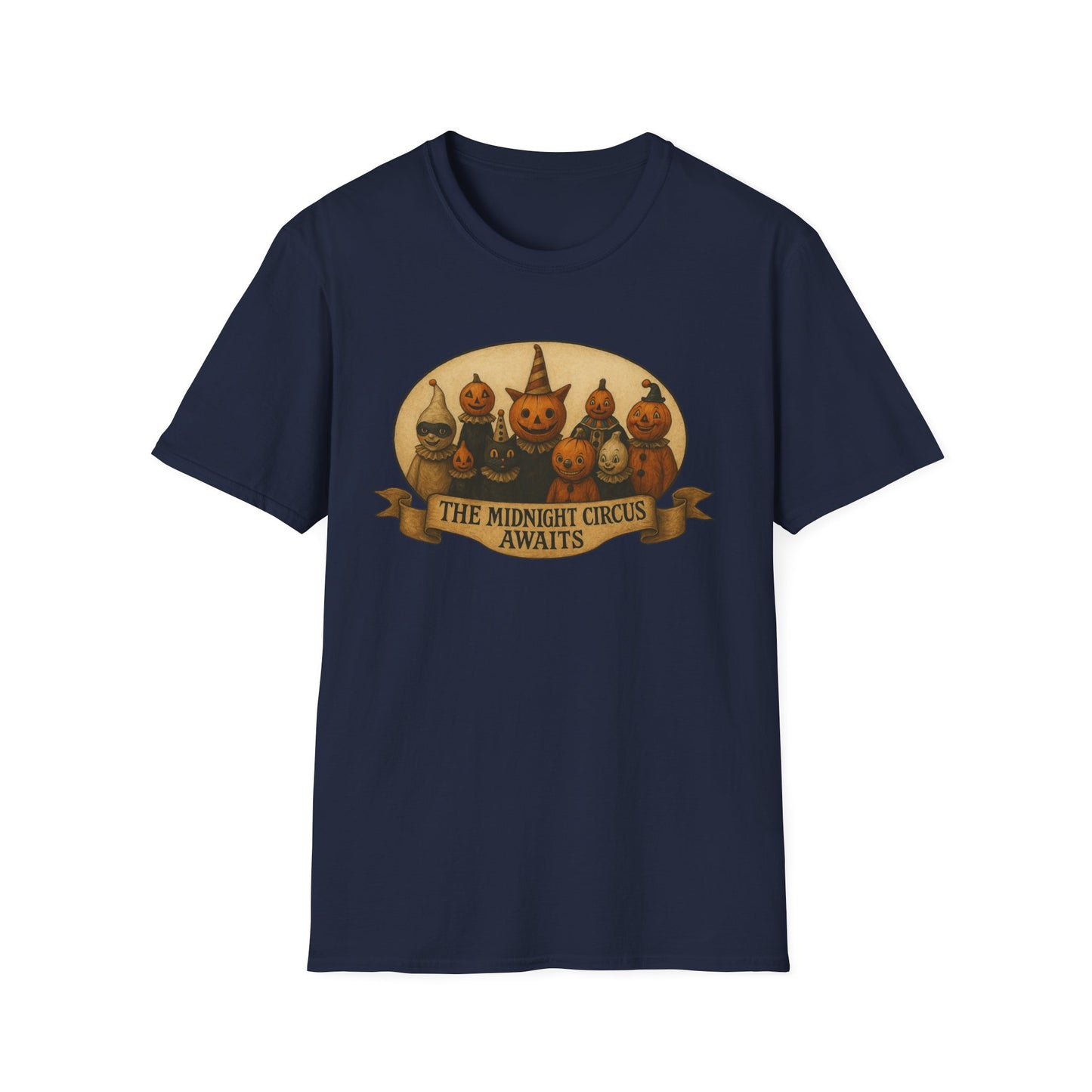 The Midnight Circus Awaits , Unisex T-Shirt, Moonwoven Luna Tee, Softstyle Graphic Shirt, Dark Circus Clothing, Mystical Festival Top