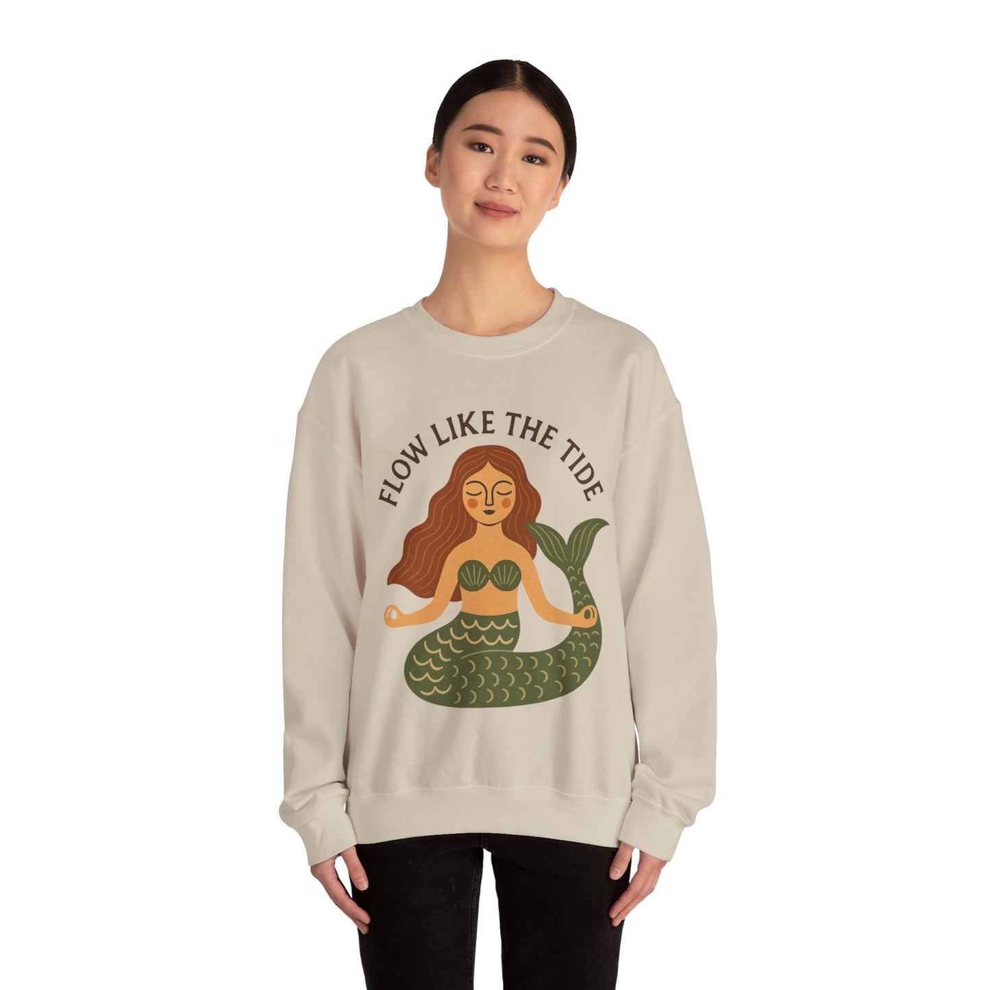 Flow Like the Tide - Boho Mermaid Crewneck Sweatshirt