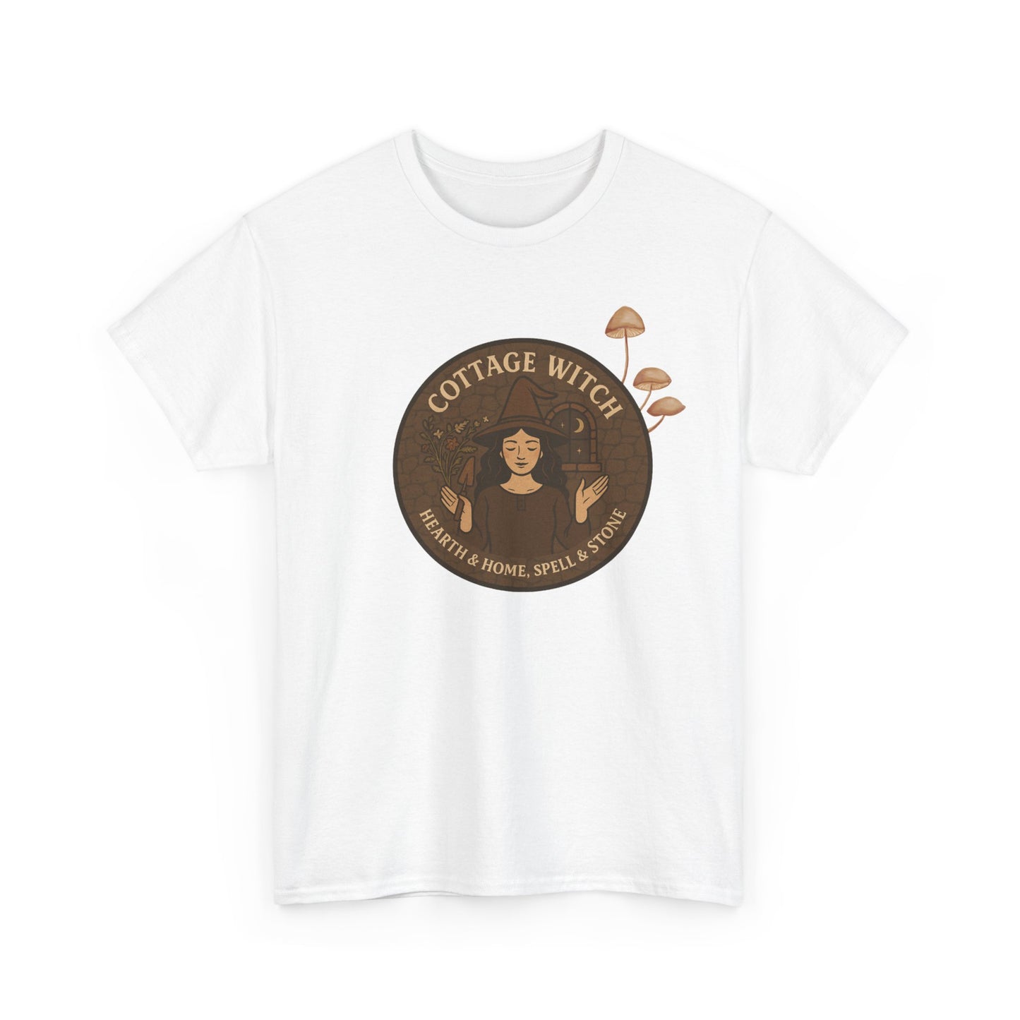 Cottage Witch T-Shirt, Unisex Heavy Cotton Tee, Boho Style Tee, Witchy Apparel, Halloween Costume, Gift for Witches