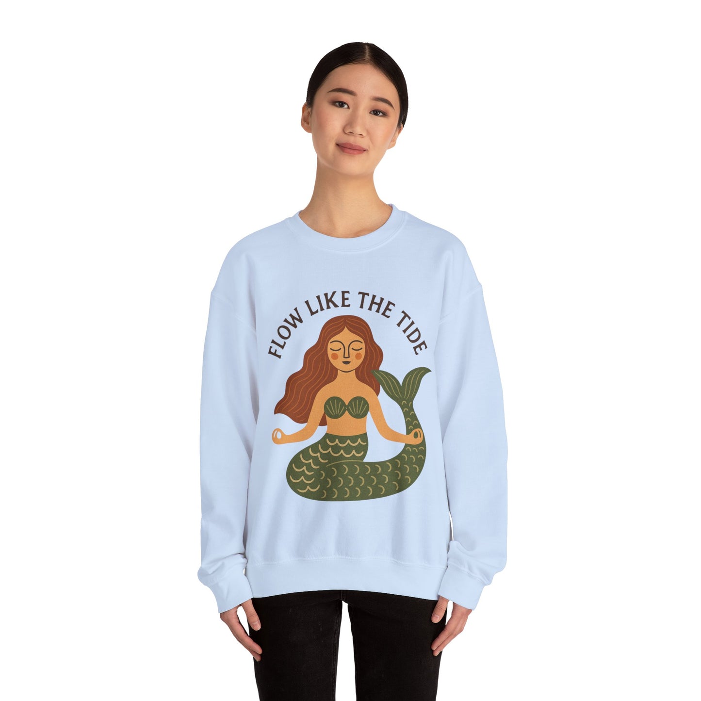 Flow Like the Tide - Boho Mermaid Crewneck Sweatshirt
