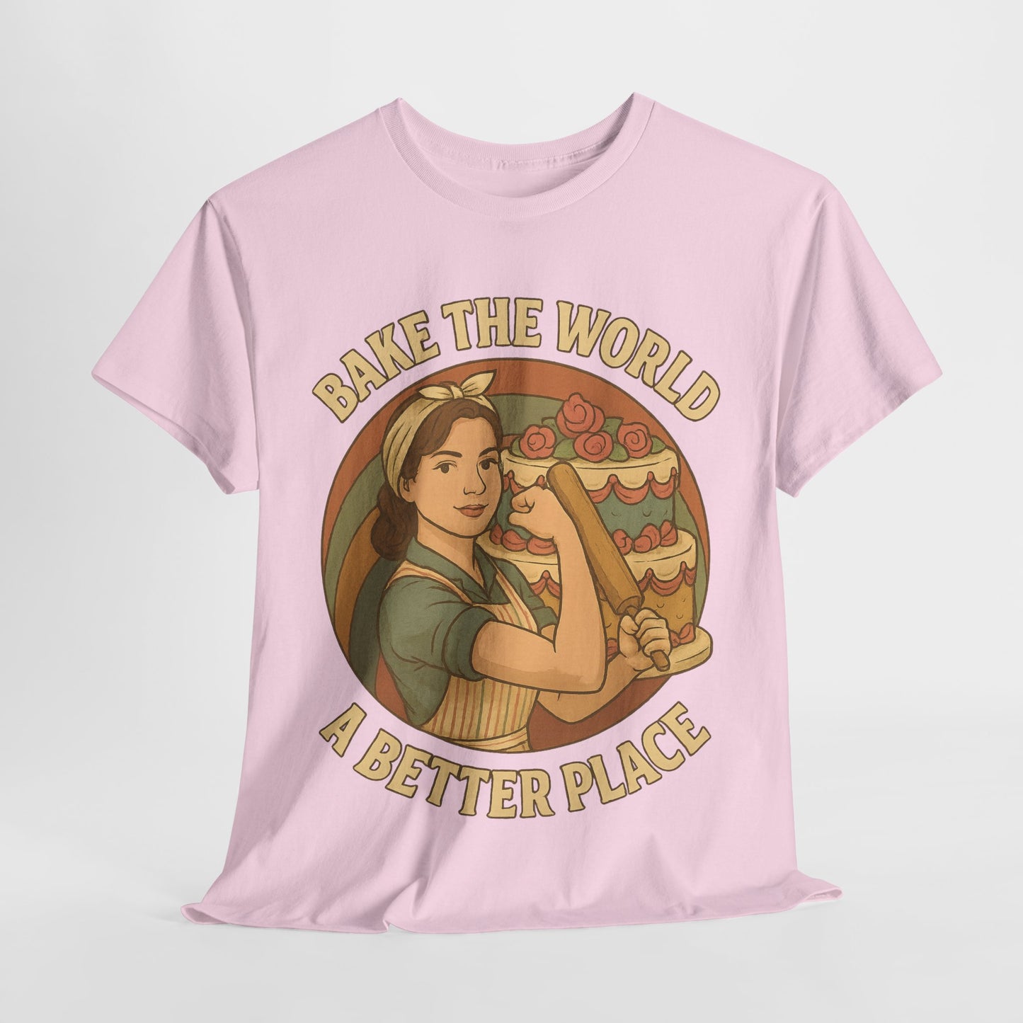 Bake the World a Better Place Tee, Unisex Cotton T-Shirt, Baking Gift, Vintage Style Tee, Eco-Friendly Apparel