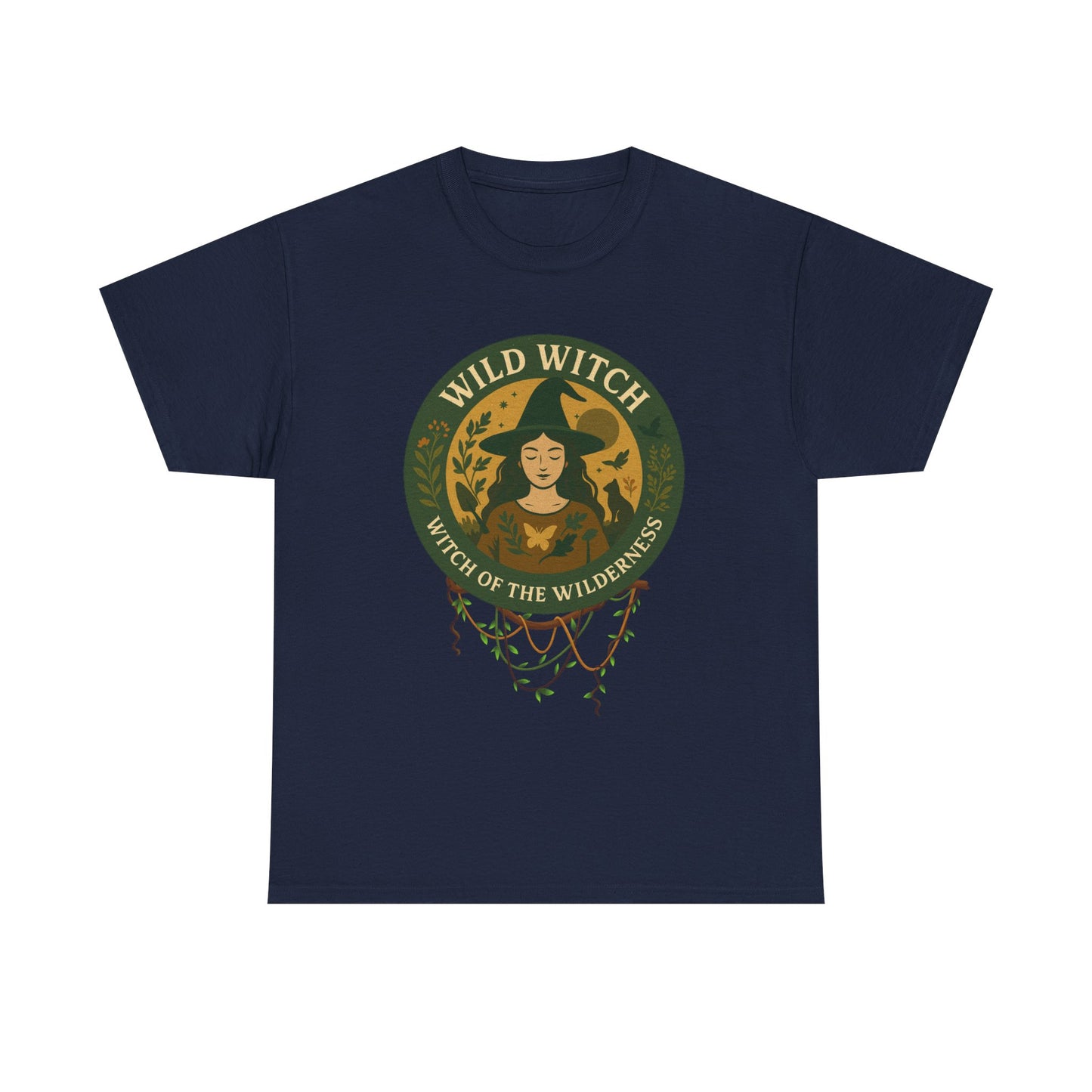Wild Witch Unisex Heavy Cotton Tee, Bohemian T-Shirt, Nature Lover Gift, Witchy Apparel, Eco-Friendly Fashion, Casual Wear