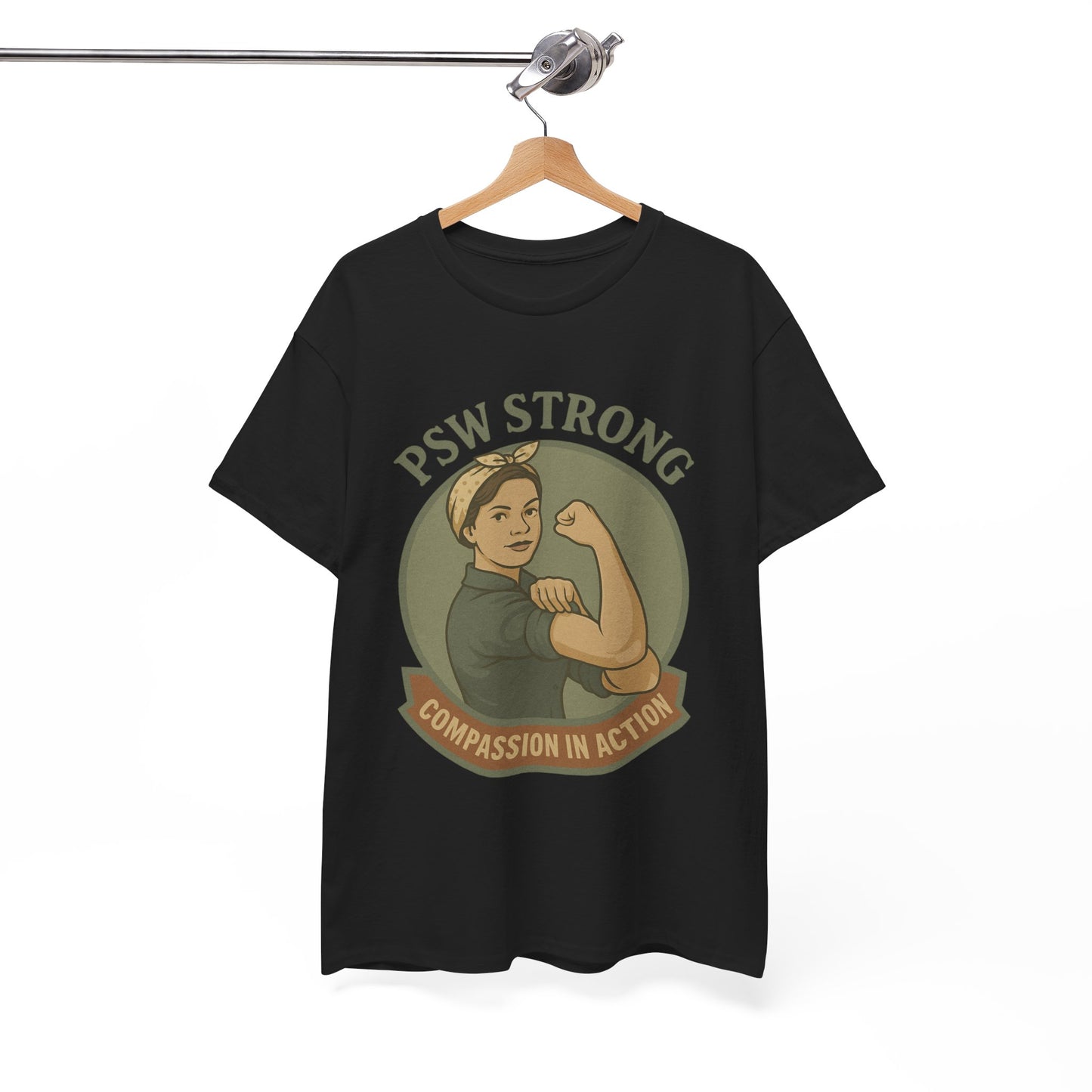 PSW Strong Unisex Heavy Cotton Tee | Compassion in Action T-Shirt, Motivational Tee, Gift for Caregivers, Healthcare Apparel, [...]