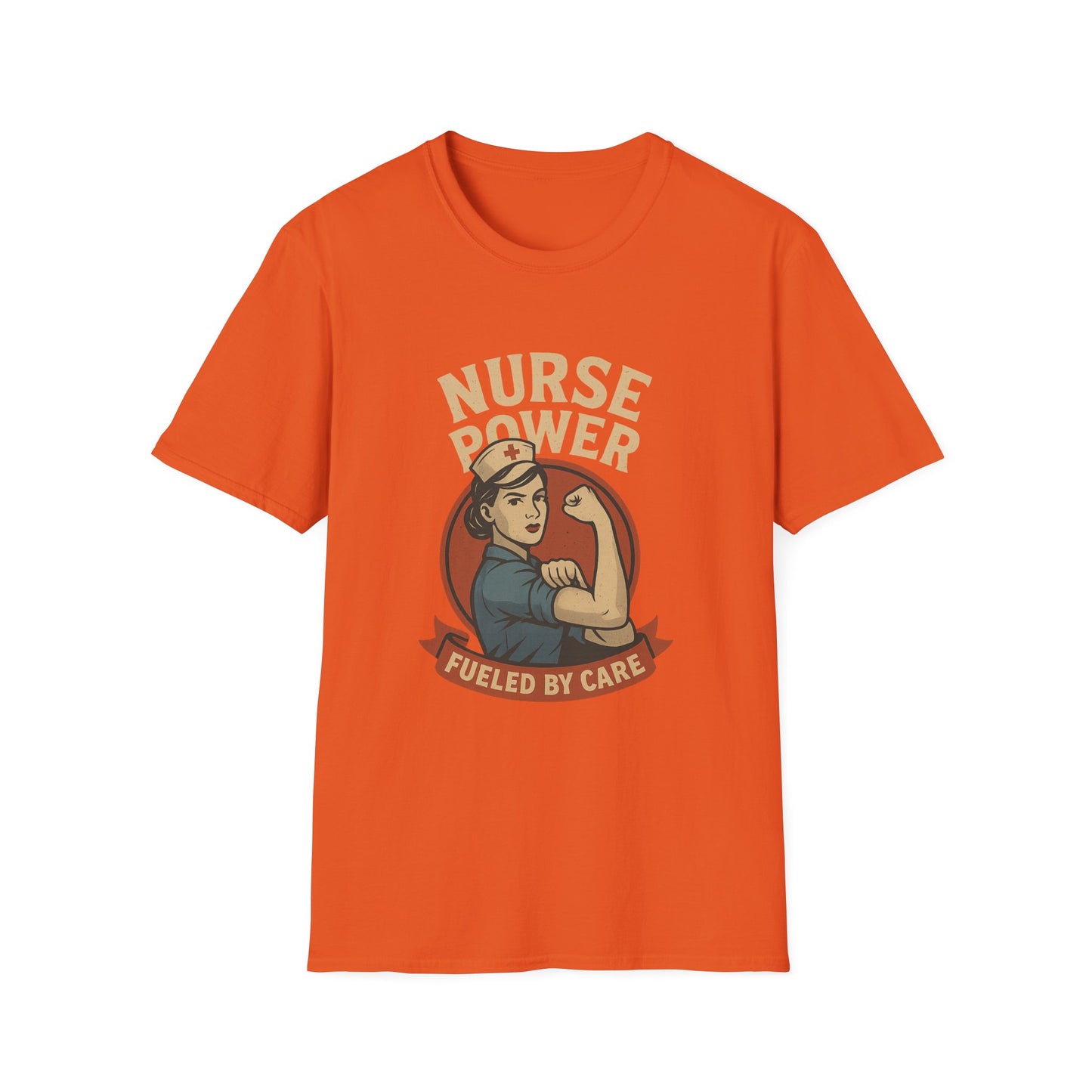 Nurse Power , Fueled by Care ,Retro Rosie the Riveter Style Nurse Shirt