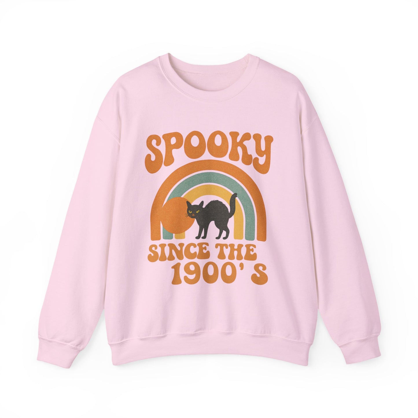 Spooky Since the 1900's , Retro Halloween Crewneck Sweatshirt,  Vintage Black Cat Graphic.