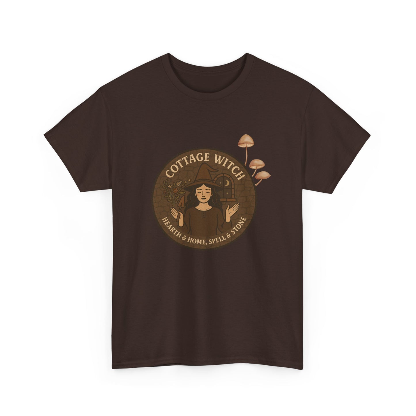Cottage Witch T-Shirt, Unisex Heavy Cotton Tee, Boho Style Tee, Witchy Apparel, Halloween Costume, Gift for Witches