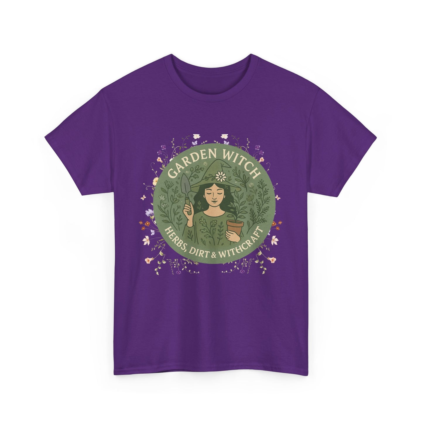 Garden Witch Unisex Heavy Cotton Tee | Perfect for Eco-Lovers, Magical Occasions, Gardening Enthusiasts, Gift for Witches, Cozy Wear
