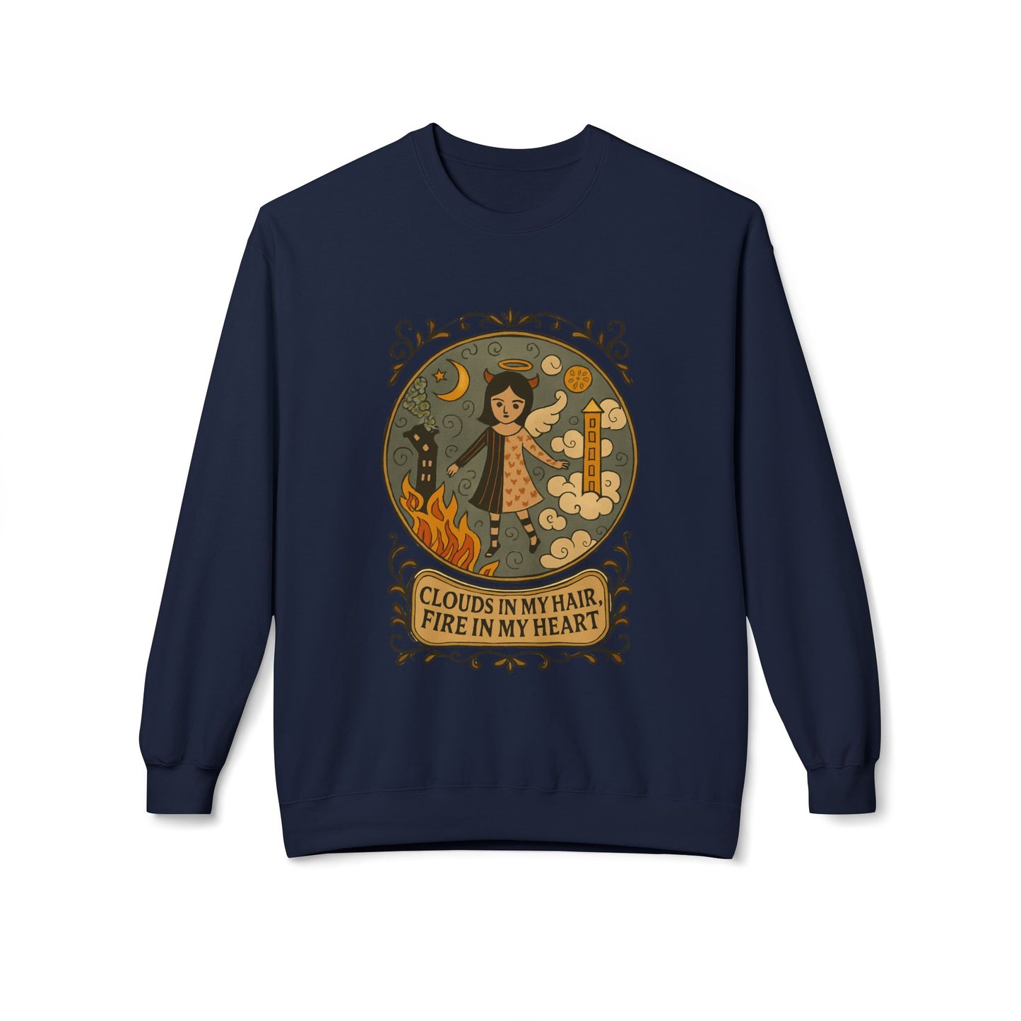 Cozy Inspirational Sweatshirt, Soft Fleece Crewneck, Fire in My Heart, Gift for Dreamers, Fall Fashion, Unisex Crew Sweatshirt