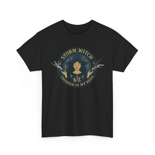 Storm Witch Unisex Heavy Cotton Tee - Thunder in My Veins, Witchy Apparel, Boho Style T-shirt, Gift for Her, Astrology Clothing, Magic [...]
