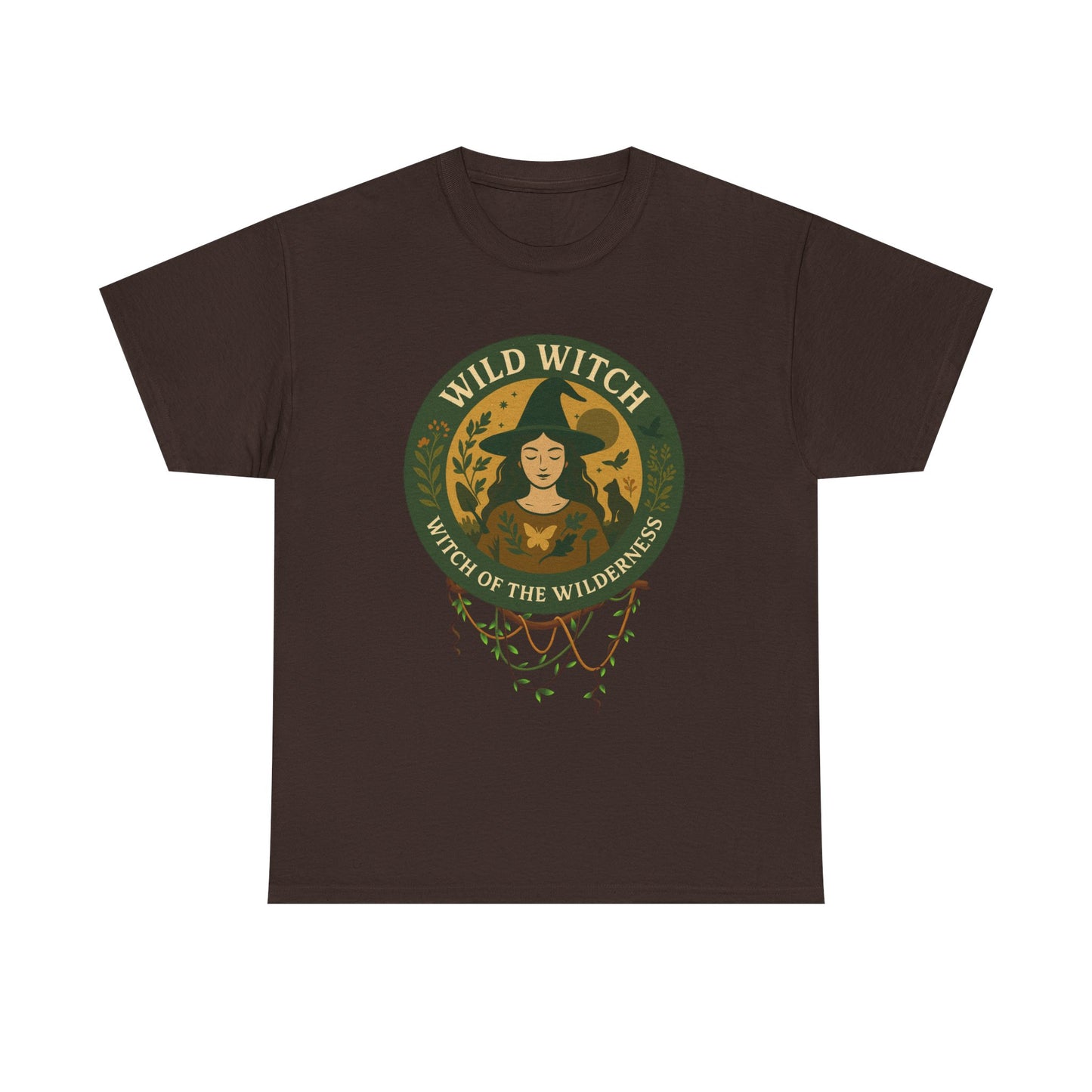Wild Witch Unisex Heavy Cotton Tee, Bohemian T-Shirt, Nature Lover Gift, Witchy Apparel, Eco-Friendly Fashion, Casual Wear