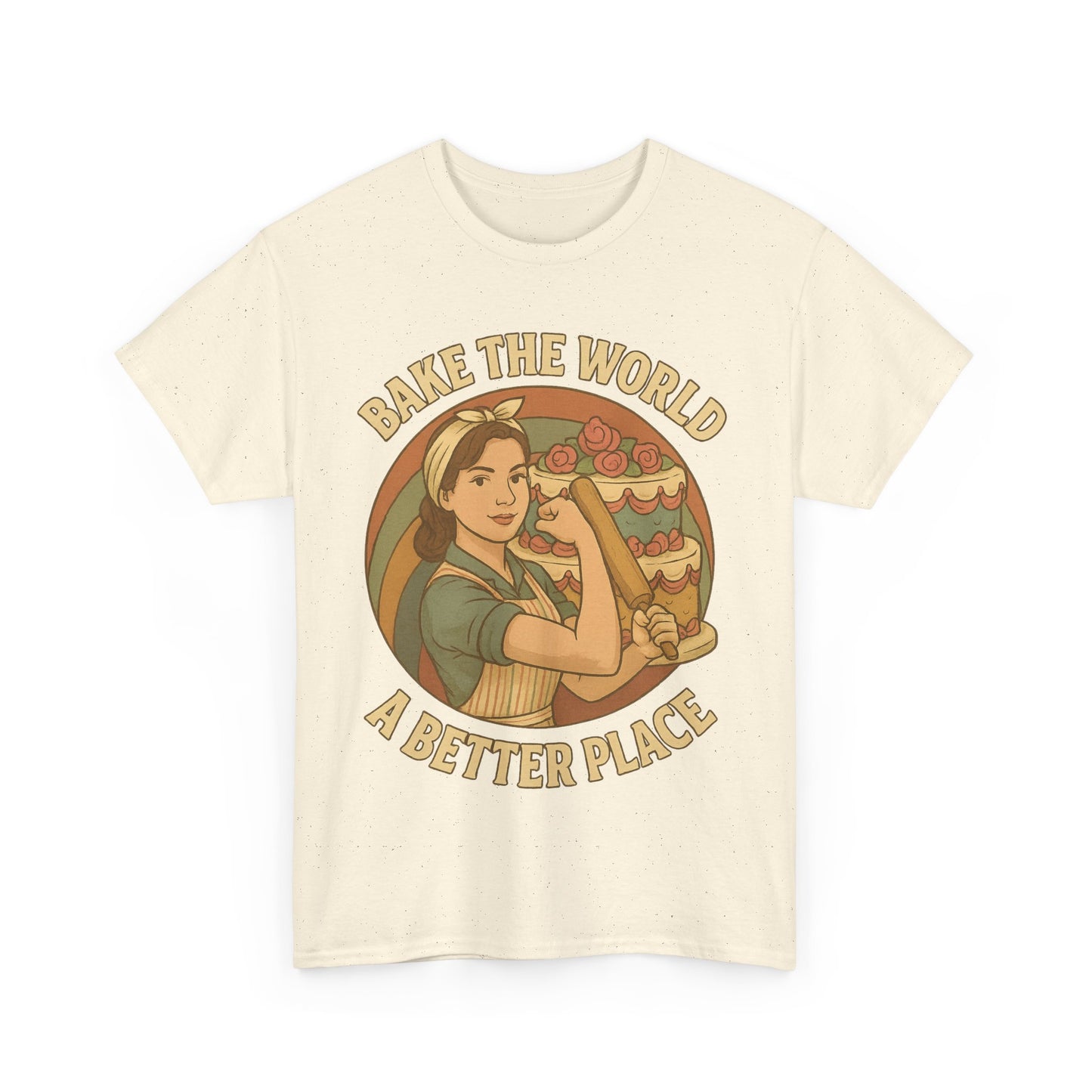 Bake the World a Better Place Tee, Unisex Cotton T-Shirt, Baking Gift, Vintage Style Tee, Eco-Friendly Apparel