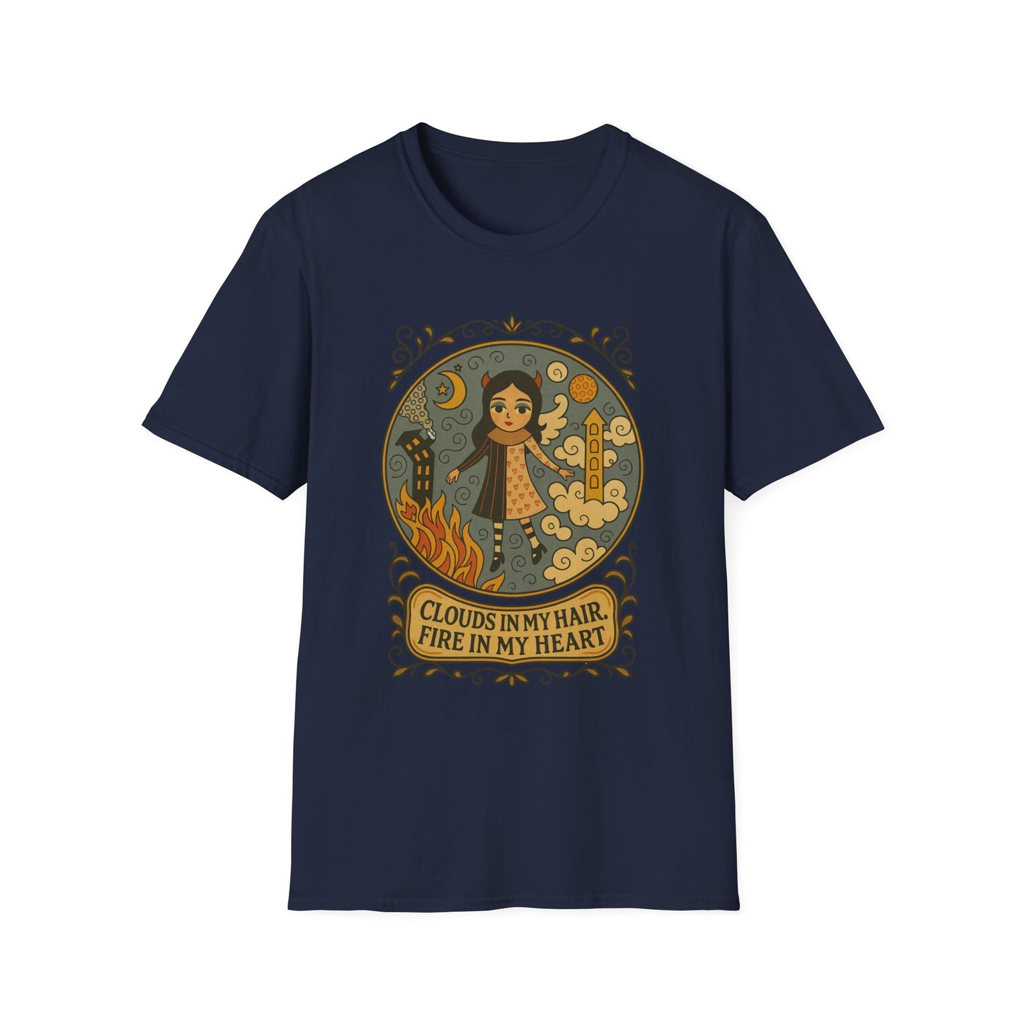 Clouds in hair, Fire in my Heart !Whimsical Graphic T-Shirt, Vintage Style Tee, Unisex Casual Wear, Perfect Gift [...]