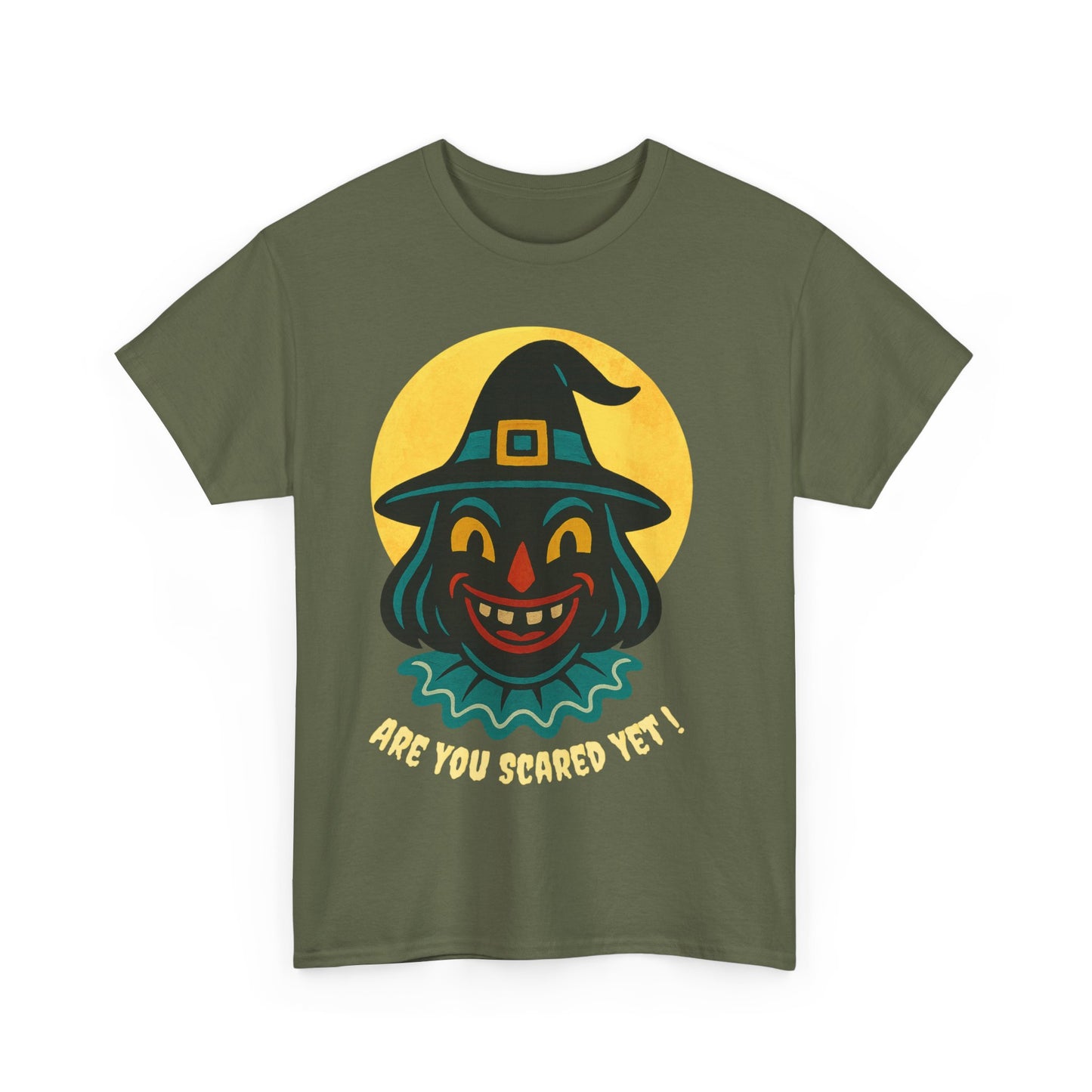 Are You Scared Yet? Whimsical Halloween Tee, Unisex Heavy Cotton T-Shirt, Scary Clown Design, Fun Halloween Apparel, Spooky Gift for Friends