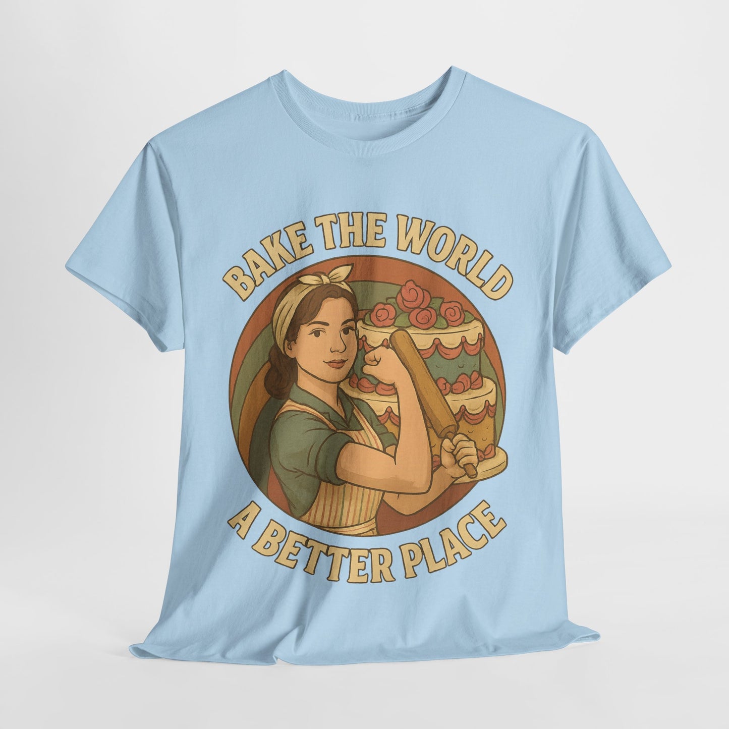Bake the World a Better Place Tee, Unisex Cotton T-Shirt, Baking Gift, Vintage Style Tee, Eco-Friendly Apparel
