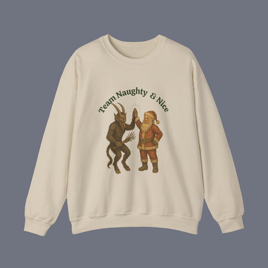 Naughty or Nice? Santa & Krampus High Five Holiday Crewneck