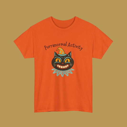 Vintage Black Cat T-Shirt , Purranormal Activity Retro Halloween Tee